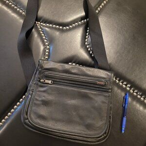 Tumi Cross-body Black Leather Travel Bag